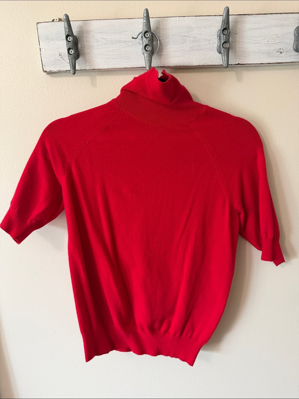 Skies Are Blue Red Short-Sleeve Turtleneck Sweater